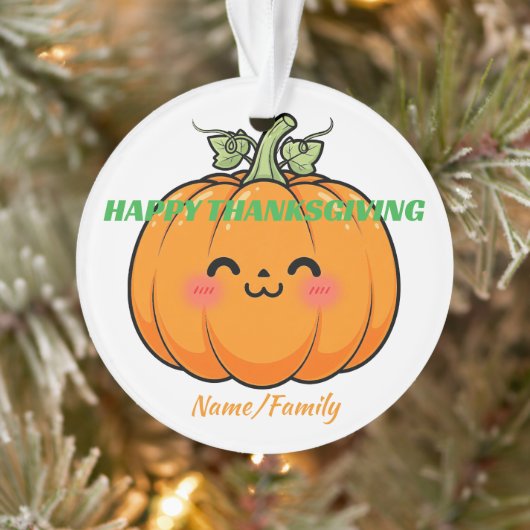 Cute Kawaii Pumpkin Face - Thanksgiving Ornament (Boom)