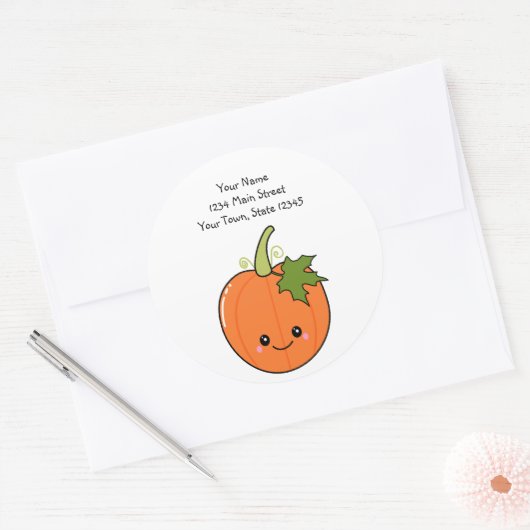 Cute Kawaii Pumpkin Ronde Sticker (Envelop)