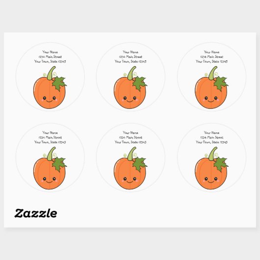 Cute Kawaii Pumpkin Ronde Sticker (Vel)