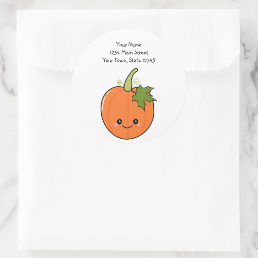 Cute Kawaii Pumpkin Ronde Sticker (Tas)