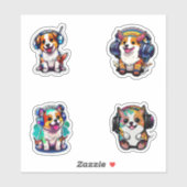 Cute Kawaii Puppies die hoofdtelefoonpakket dragen Sticker (Vel)