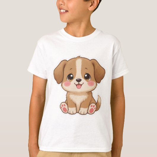 Cute Kawaii Puppy Character Design T-shirt (Voorkant)