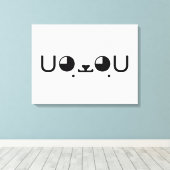 Cute Kawaii Puppy Dog Japans Kaomoji Emoticon Canvas Afdruk (Insitu (Houten vloer))