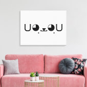 Cute Kawaii Puppy Dog Japans Kaomoji Emoticon Canvas Afdruk (Insitu (Woonkamer))