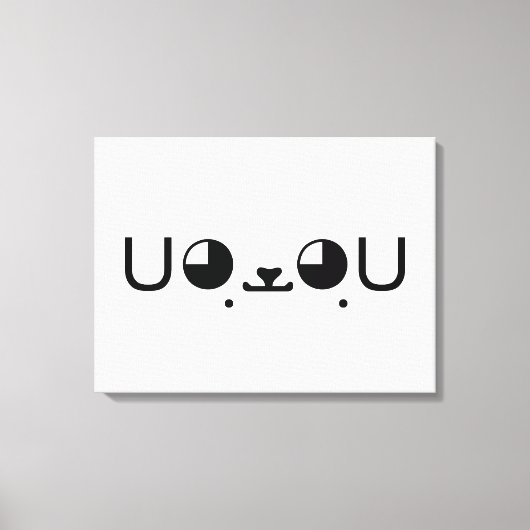 Cute Kawaii Puppy Dog Japans Kaomoji Emoticon Canvas Afdruk (Voorkant)