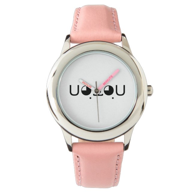 Cute Kawaii Puppy Dog Japans Kaomoji Emoticon Horloge (Voorkant)