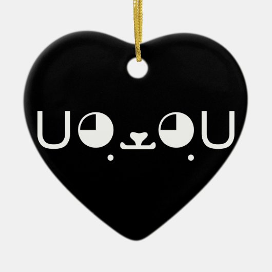 Cute Kawaii Puppy Dog Japans Kaomoji Emoticon Keramisch Ornament (Voorkant)