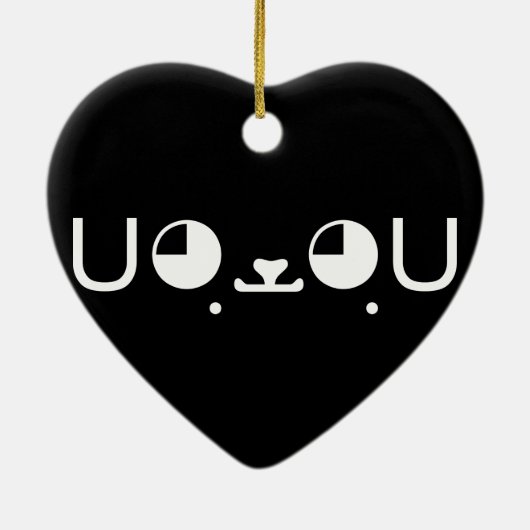 Cute Kawaii Puppy Dog Japans Kaomoji Emoticon Keramisch Ornament (Achterkant)