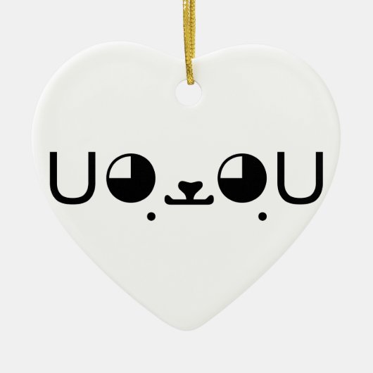 Cute Kawaii Puppy Dog Japans Kaomoji Emoticon Keramisch Ornament (Voorkant)