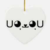 Cute Kawaii Puppy Dog Japans Kaomoji Emoticon Keramisch Ornament (Achterkant)