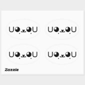 Cute Kawaii Puppy Dog Japans Kaomoji Emoticon Ovale Sticker (Vel)
