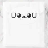 Cute Kawaii Puppy Dog Japans Kaomoji Emoticon Ovale Sticker (Tas)