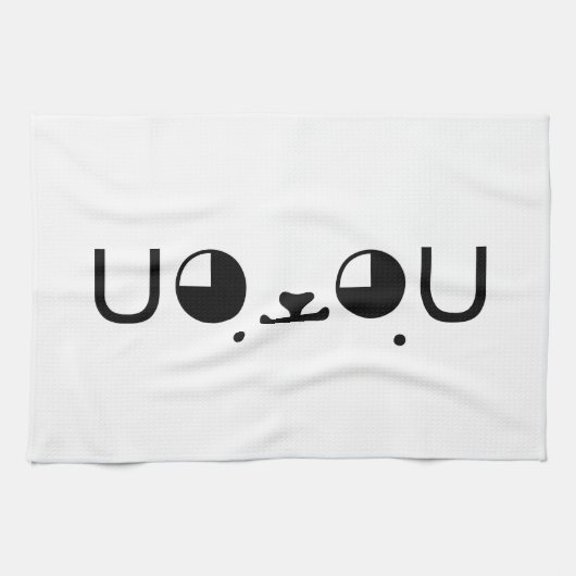 Cute Kawaii Puppy Dog Japans Kaomoji Emoticon Theedoek (Horizontaal)