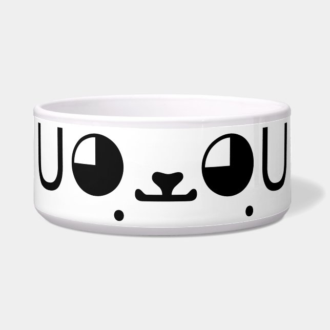Cute Kawaii Puppy Dog Japans Kaomoji Emoticon Voerbakje (Voorkant)