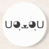 Cute Kawaii Puppy Dog Japans Kaomoji Emoticon Zandsteen Onderzetter (Voorkant)