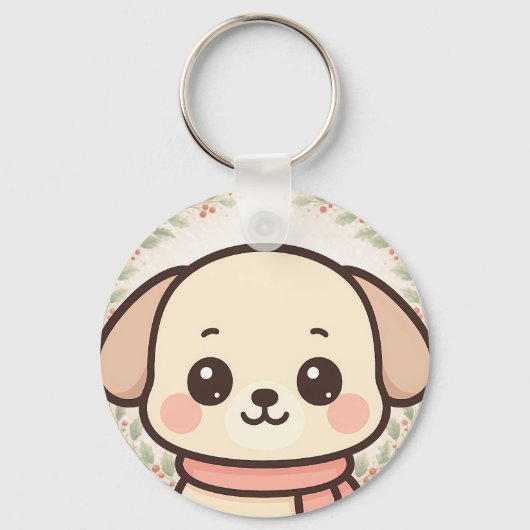 Cute Kawaii Puppy Face Keychain (Voorkant)