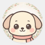 Cute Kawaii Puppy Face Sticker (Voorkant)