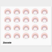 Cute Kawaii Rabbit and Rainbow Personalised Ronde Sticker (Vel)