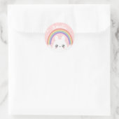 Cute Kawaii Rabbit and Rainbow Personalised Ronde Sticker (Tas)
