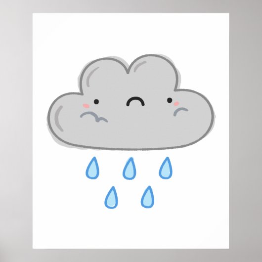 Cute Kawaii Rain Cloud Poster (Voorkant)