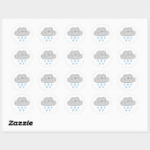 Cute Kawaii Rain Cloud Ronde Sticker (Vel)