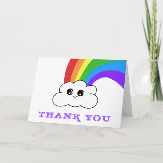Cute Kawaii Rainbow Cloud Kinderen Hartelijk dank Bedankkaart (Voorkant)
