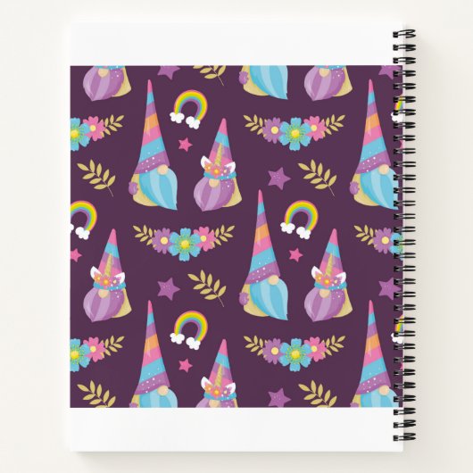 Cute Kawaii Rainbow Gnomes Pattern Personalized Notitieboek (Achterkant)