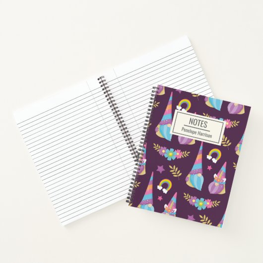 Cute Kawaii Rainbow Gnomes Pattern Personalized Notitieboek (Binnen)
