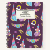 Cute Kawaii Rainbow Gnomes Pattern Personalized Notitieboek (Voorkant)