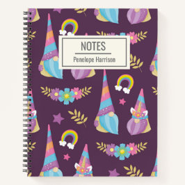 Cute Kawaii Rainbow Gnomes Pattern Personalized Notitieboek