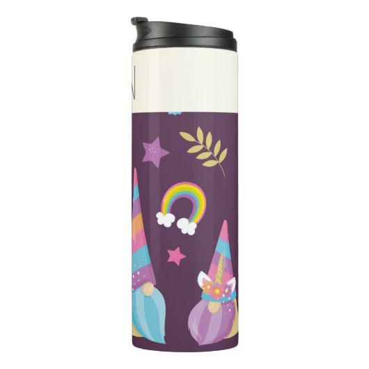 Cute Kawaii Rainbow Gnomes Pattern Personalized Thermosbeker (Geroteerd rechts)