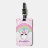 Cute Kawaii Rainbow Unicorn met aangepaste naam Bagagelabel (Voorkant verticaal)