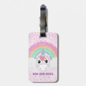Cute Kawaii Rainbow Unicorn met aangepaste naam Bagagelabel (Achterkant verticaal)