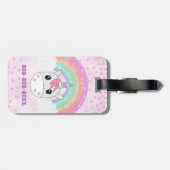 Cute Kawaii Rainbow Unicorn met aangepaste naam Bagagelabel (Achterkant horizontaal)