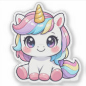 Cute Kawaii Rainbow Unicorn Vinyl Sticker (Voorkant)