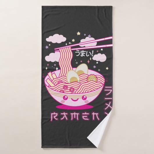 Cute Kawaii Ramen Anime Noodles Ramen Girls, Tiene Badhanddoek (Badhanddoek)