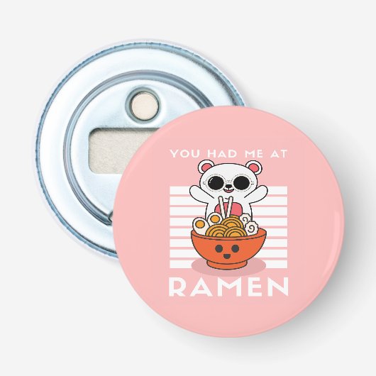 Cute Kawaii Ramen Button Flesopener (Voorkant)