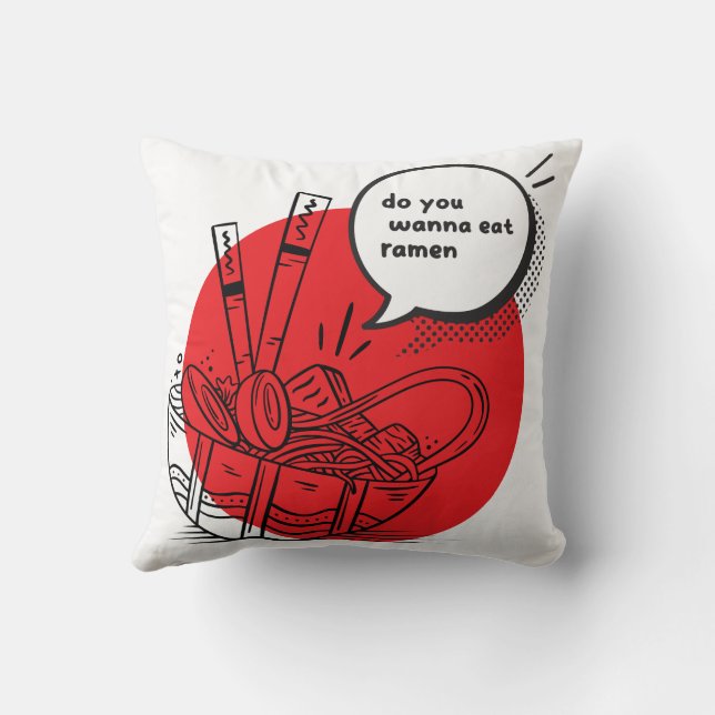 Cute Kawaii Ramen - Grappig Japans eten  Kussen (Achterkant)