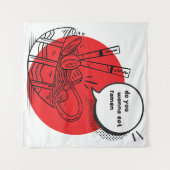 Cute Kawaii Ramen - Grappig Japans eten Wandkleed (Voorkant (horizontaal))