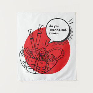 Cute Kawaii Ramen - Grappig Japans eten  Wandkleed