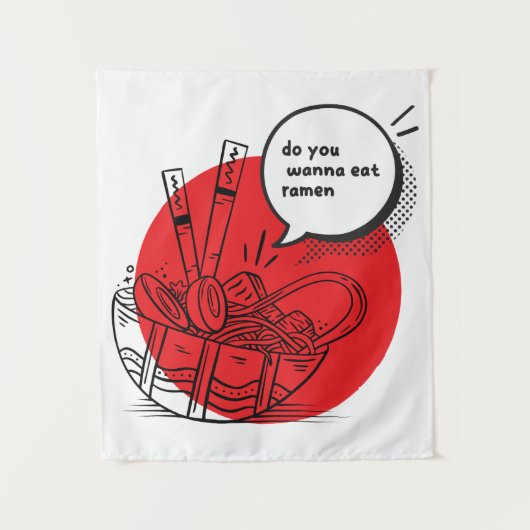 Cute Kawaii Ramen - Grappig Japans eten Wandkleed (Voorkant)