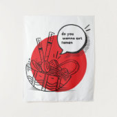 Cute Kawaii Ramen - Grappig Japans eten Wandkleed (Voorkant)