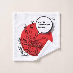 Cute Kawaii Ramen - Grappig Japans Eten Washandje
