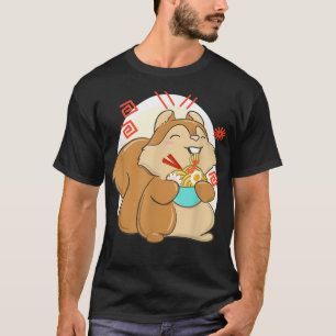 Cute Kawaii Ramen Squirrel Japanse noedels T-shirt