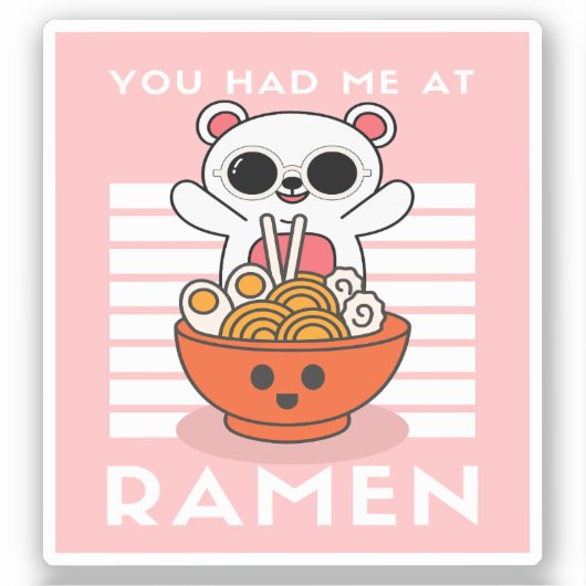 Cute Kawaii Ramen Sticker (Voorkant)