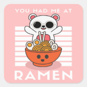 Cute Kawaii Ramen Vierkante Sticker (Voorkant)