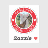 Cute Kawaii Red Pawsitive Plushie Vibes Photo Sticker (Vel)