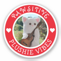 Cute Kawaii Red Pawsitive Plushie Vibes Photo Sticker
