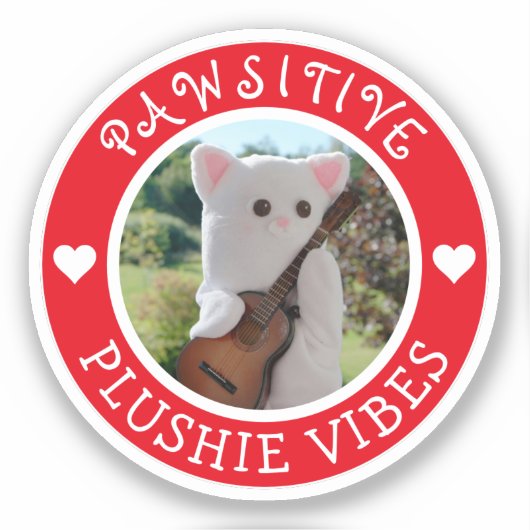 Cute Kawaii Red Pawsitive Plushie Vibes Photo Sticker (Voorkant)