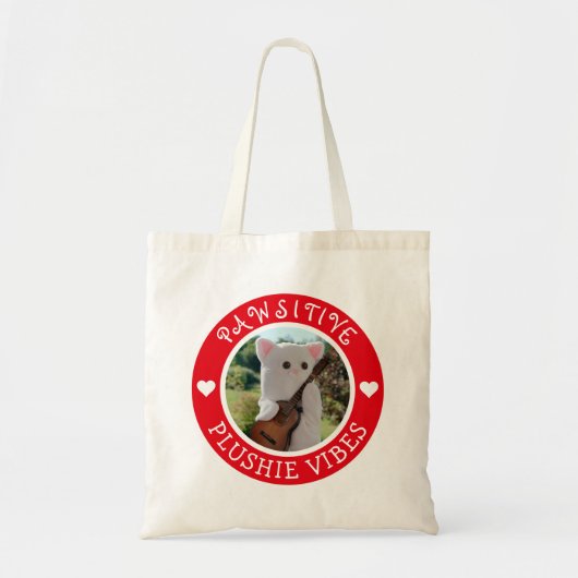 Cute Kawaii Red Pawsitive Plushie Vibes Photo Tote Bag (Voorkant)